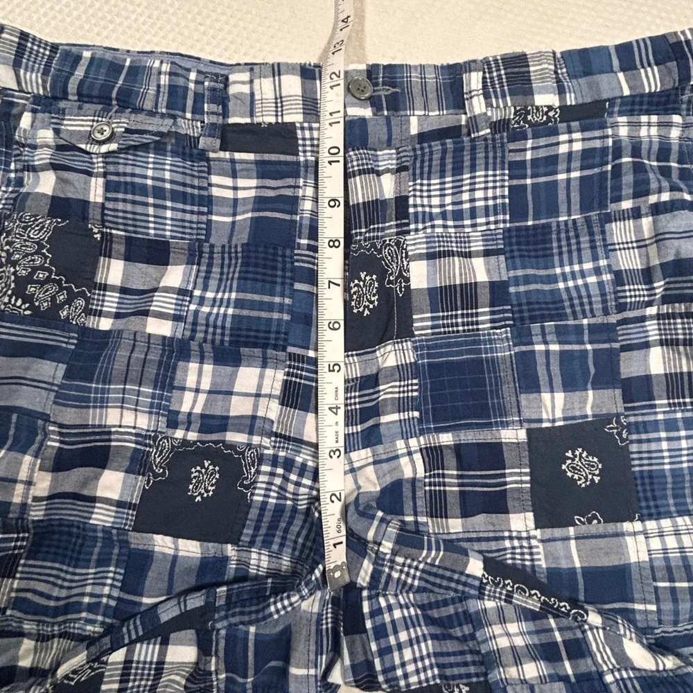 Polo Ralph Lauren Mens Blue Patchwork India Madras Plaid Paisley Shorts Size 36 - Picture 3 of 9